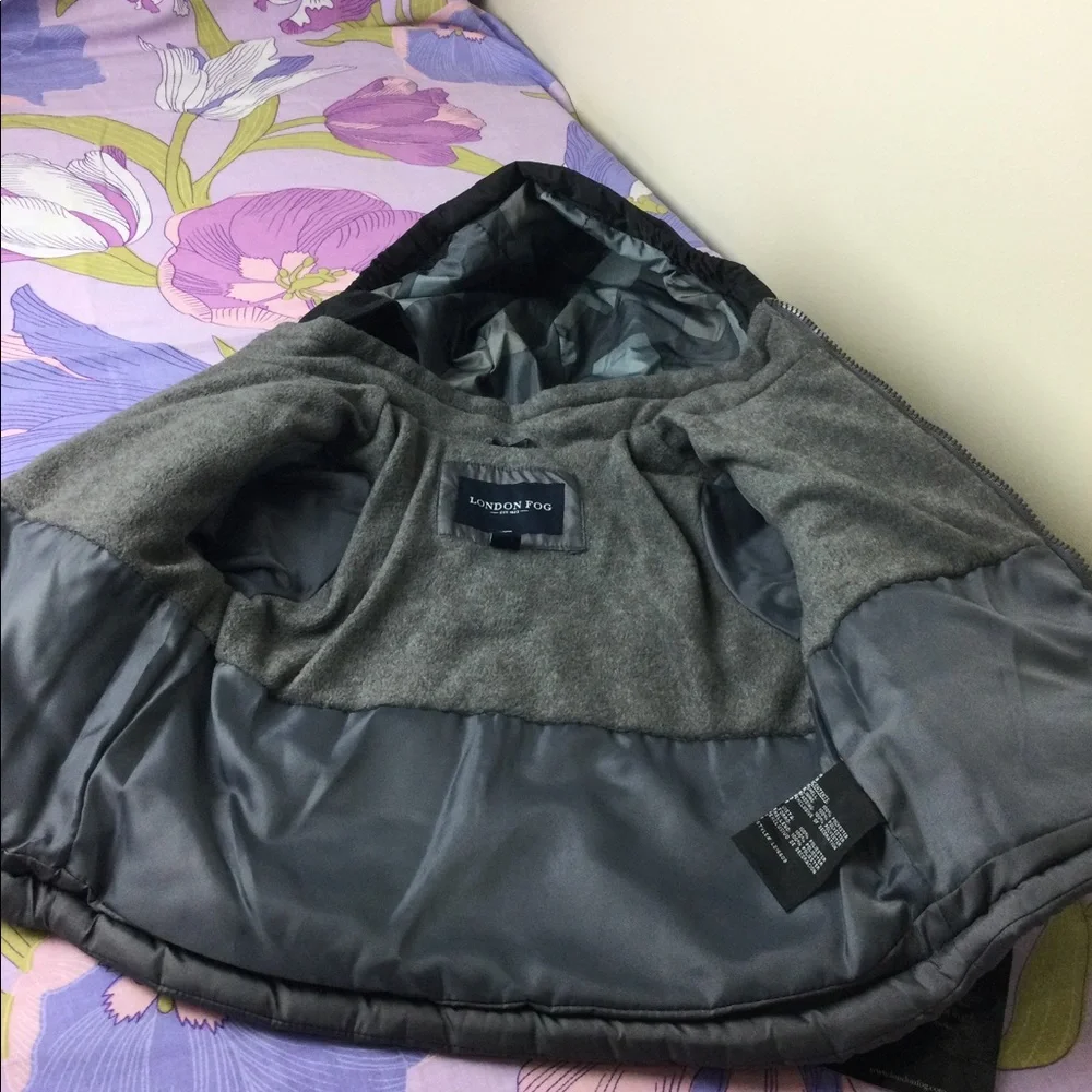NWT London Fog toddler Boy Water resistant puffy Jacket Gray/Black